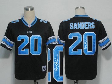 Detroit Lions #20 B.Sanders Black throwback Jersey(Signed Elite)