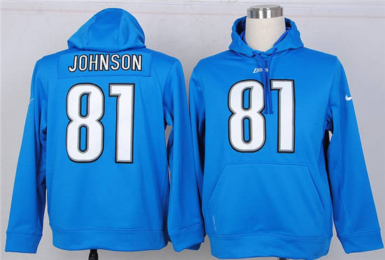 Detroit Lions #81 Calvin Johnson Blue Nike Hoody