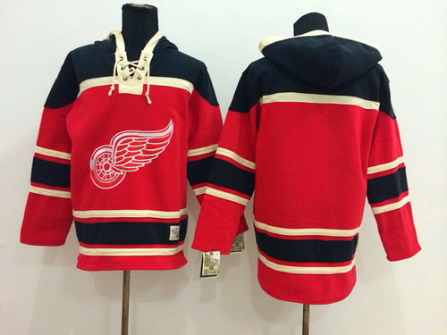 Detroit Red Wings Blank Red Old Time Hockey Old Time Hockey Hoodie Stitched