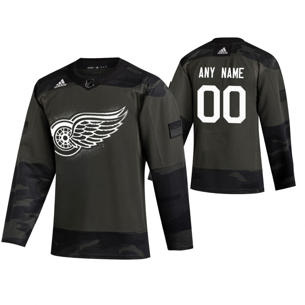 Detroit Red Wings hockey Camo 2019 Veterans Day Jersey Custom