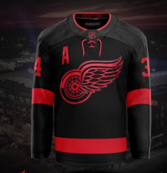 Detroit Red Wings stealth black concept jersey