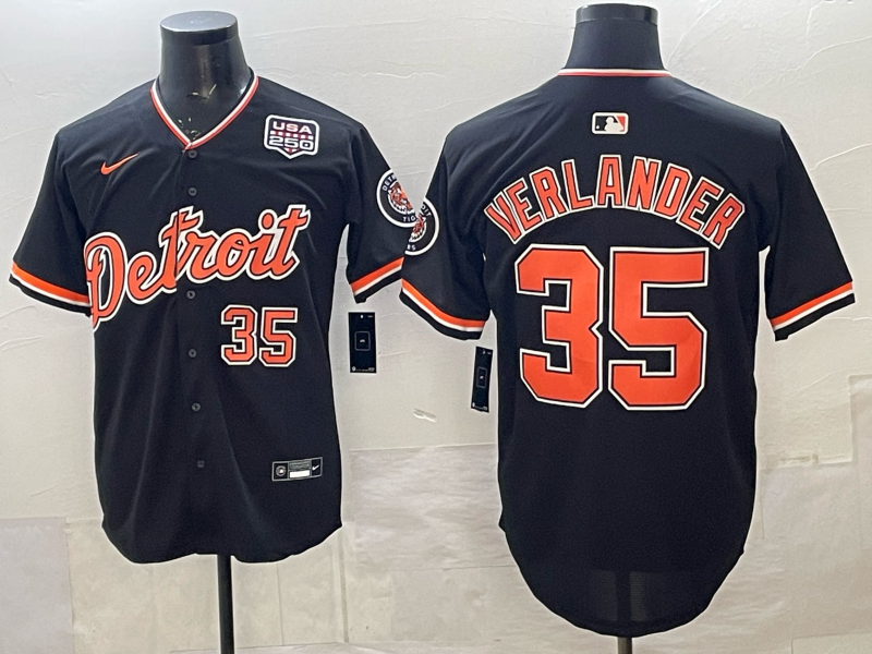 Detroit Tigers #35 verlander with usa patch