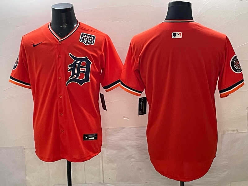 Detroit Tigers orange blank with usa patch