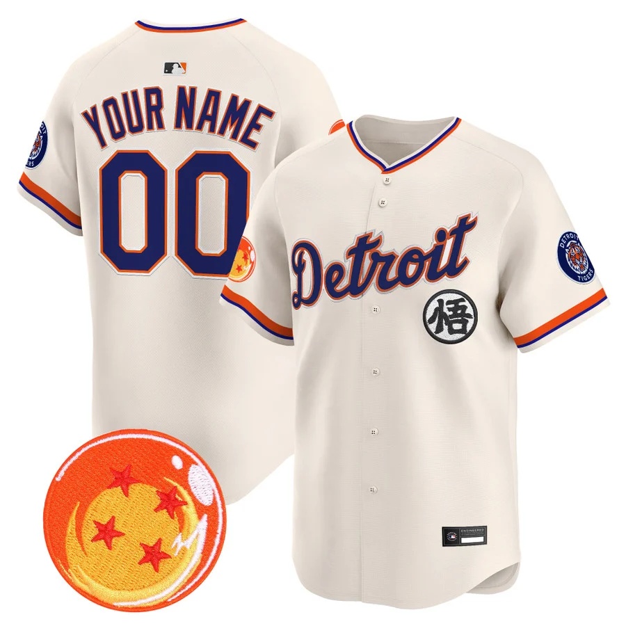 Detroit Tigers x Dragon Ball Vapor Premier Limited Custom Jersey cream