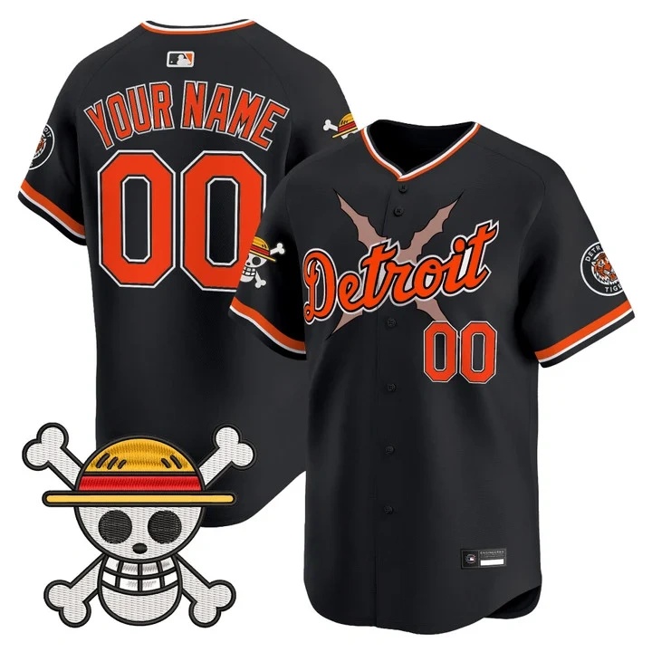 Detroit Tigers x One Piece Vapor Premier Limited Custom Jersey BLACK