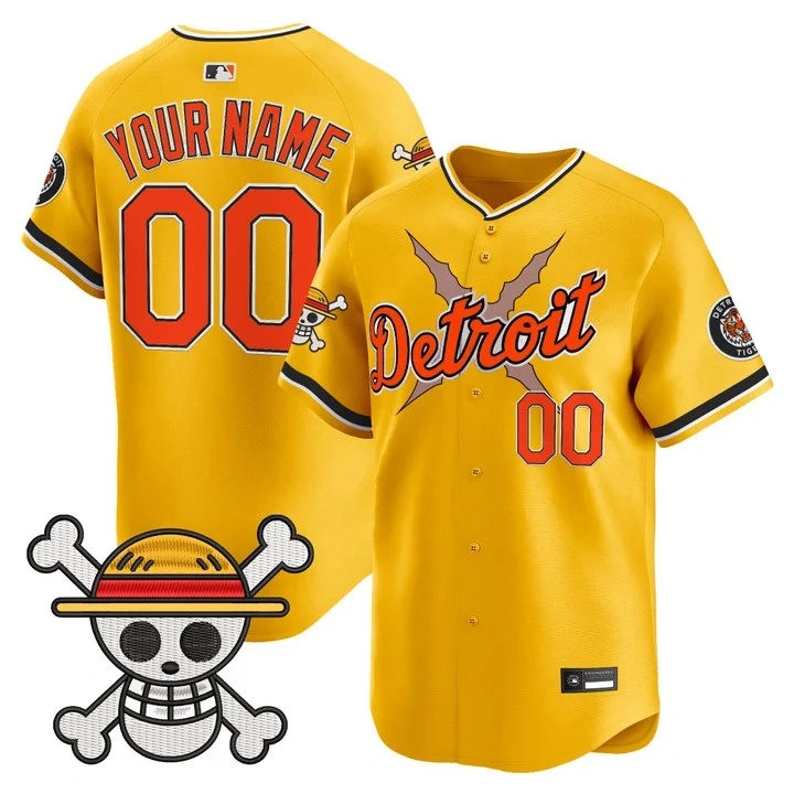 Detroit Tigers x One Piece Vapor Premier Limited Custom Jersey GOLD