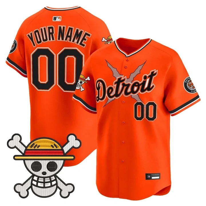 Detroit Tigers x One Piece Vapor Premier Limited Custom Jersey ORANGE