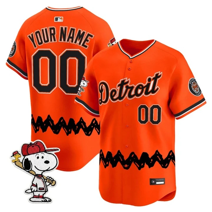 Detroit Tigers x Peanuts Vapor Premier Limited Custom Jersey ORANGE