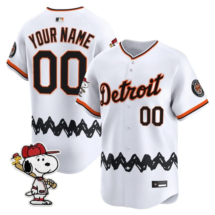 Detroit Tigers x Peanuts Vapor Premier Limited Custom Jersey WHITE