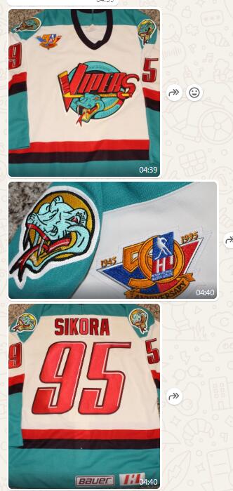 Detroit Vipers Petr Sikora Jersey IHL M Bauer MIC Sewn 1995 Anniversary patch