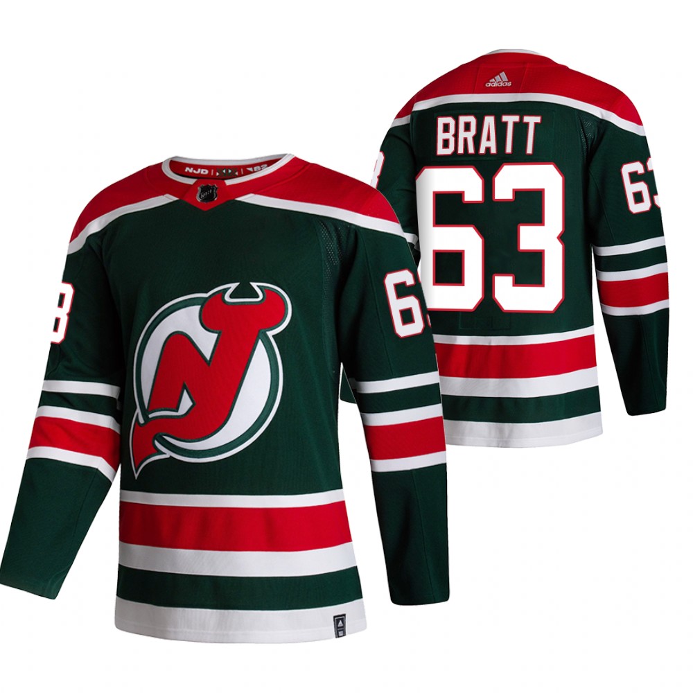 Devils 2021 Reverse Retro #63 jesper bratt Green Jersey Special Edition Authentic