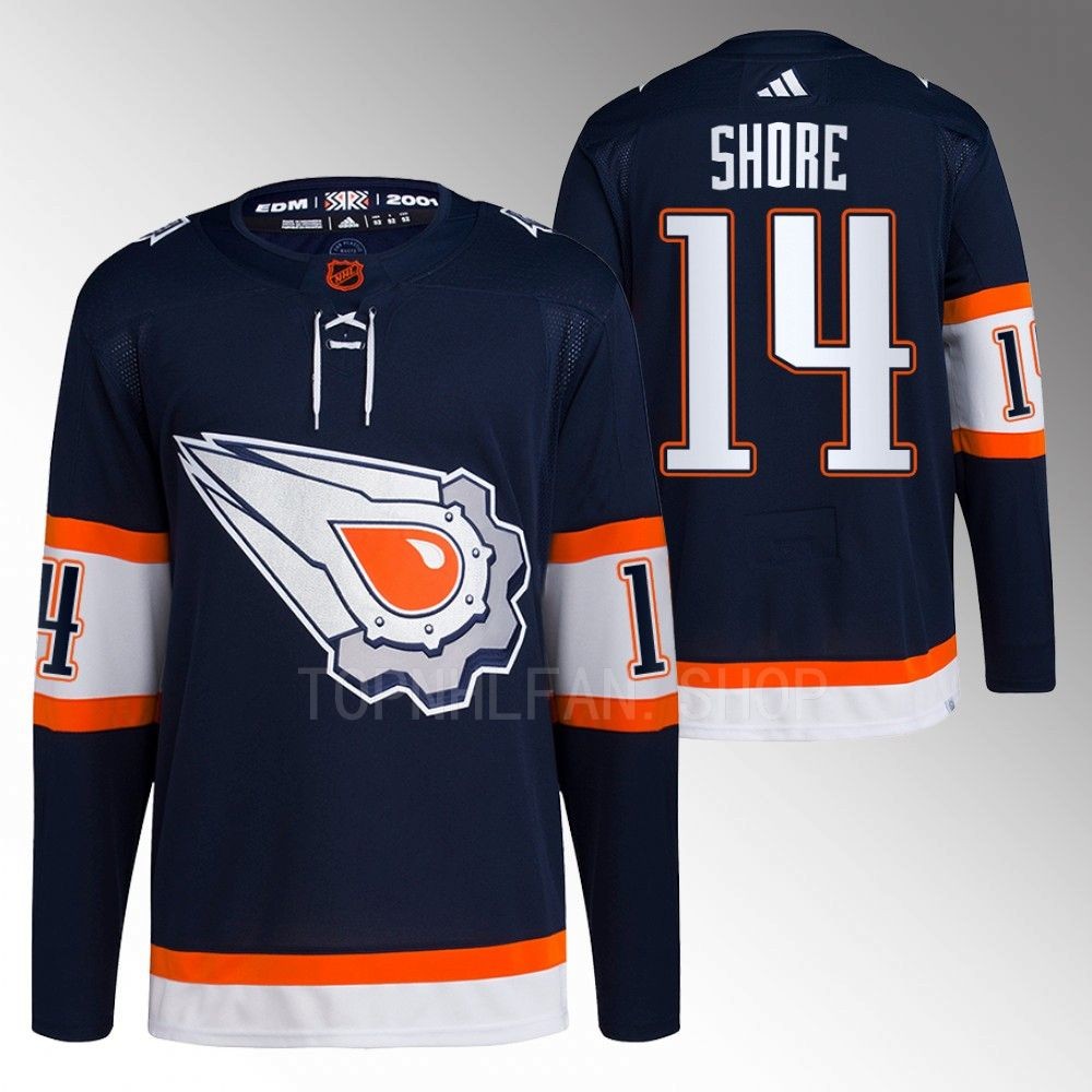 Devin Shore 2022 Edmonton Oilers Navy Reverse Retro 2.0 Authentic Primegreen Jersey
