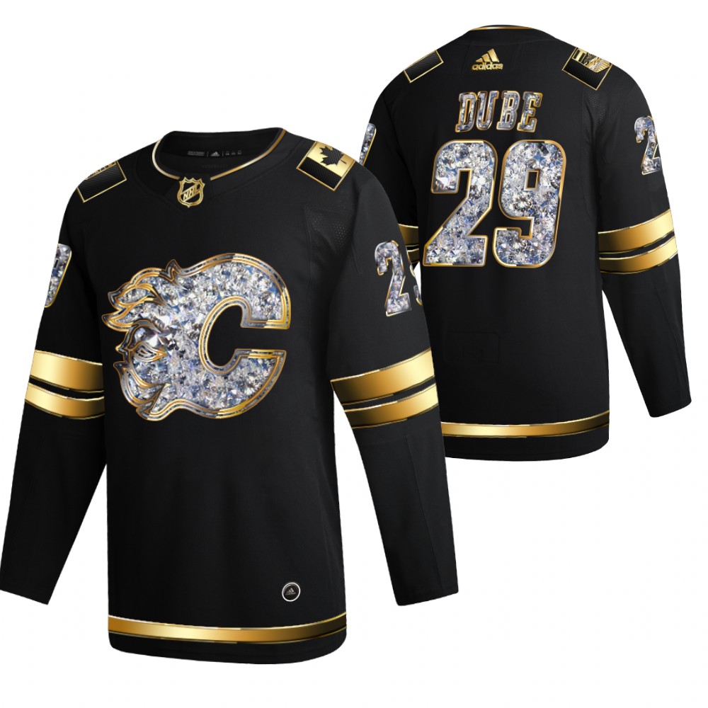Dillon Dube Flames 2022 Stanley Cup Playoffs Black Diamond Edition Authentic Jersey