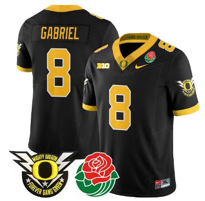 Dillon Gabriel Jersey #8 Oregon Ducks 2024 Mighty Rose Bowl Patch N2 Black
