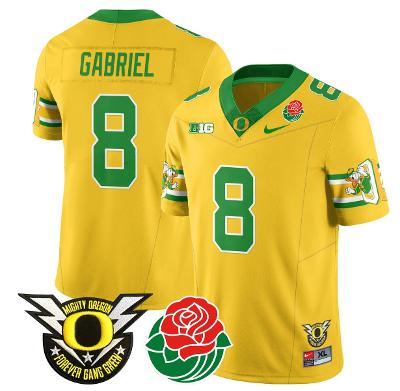 Dillon Gabriel Jersey #8 Oregon Ducks 2024 Rose Bowl Patch Football Yellow