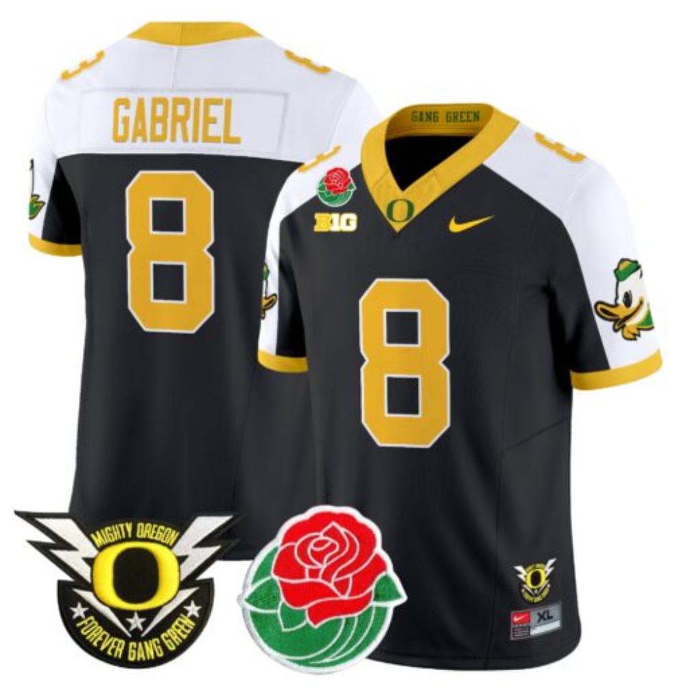 Dillon Gabriel Jersey #8 Oregon Ducks 2025 Rose Bowl Game Patch Black Alternate