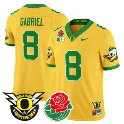 Dillon Gabriel Jersey #8 Oregon Ducks 2025 Rose Bowl Game Patch Vapor Gold