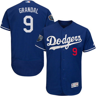 Dodgers #9 Yasmani Grandal Blue Flexbase Authentic Collection 2018 World Series Stitched MLB Jersey
