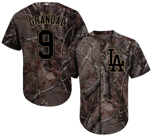 Dodgers #9 Yasmani Grandal Camo Realtree Collection Cool Base Stitched Youth Baseball Jersey