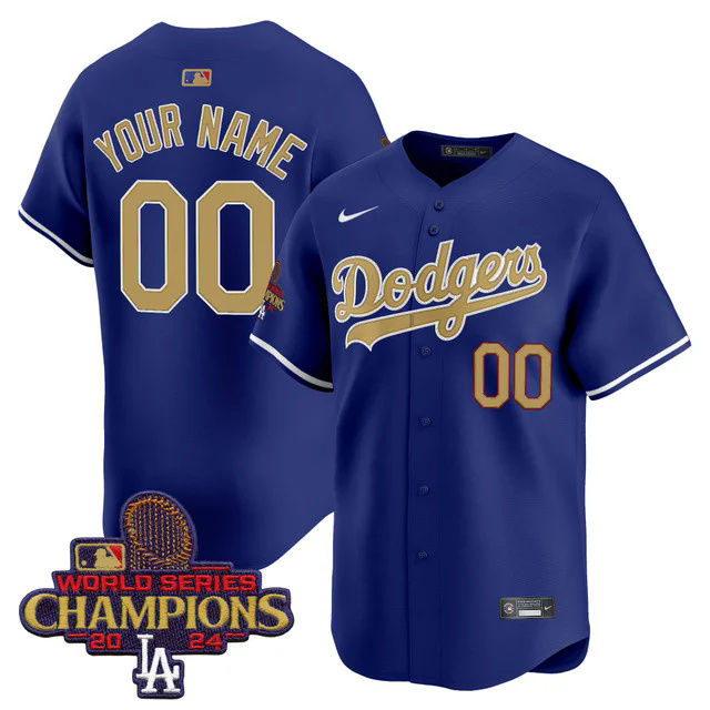 Dodgers 2025 Gold Vapor Premier Limited Custom Jersey BLUE.webp
