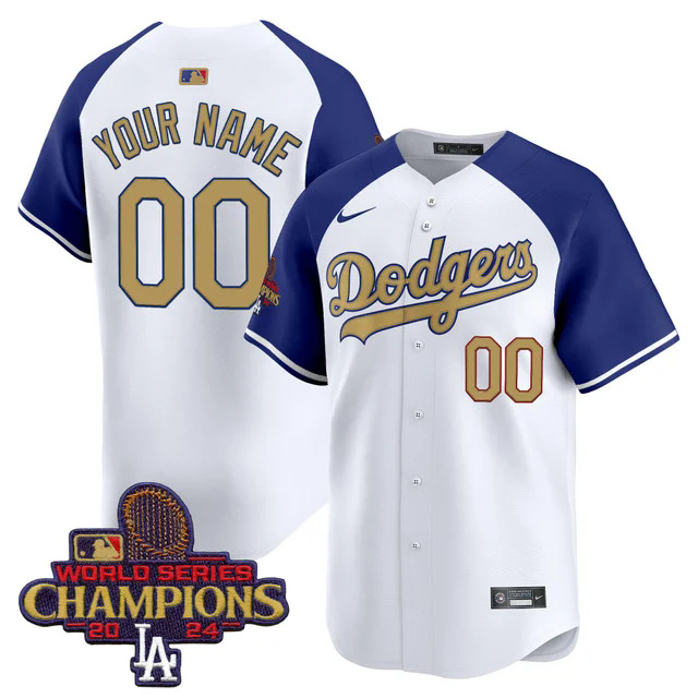 Dodgers 2025 Gold Vapor Premier Limited Custom Jersey WHITE.webp