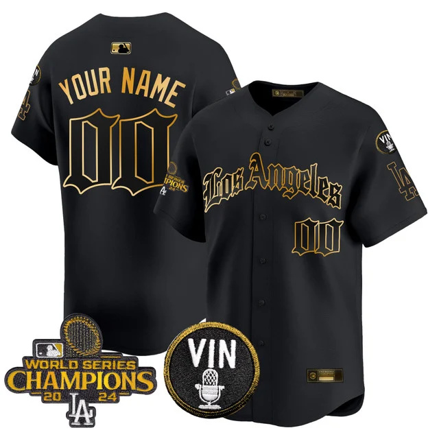 Dodgers 2025 LA Gothic Style Gold Vapor Premier Limited Custom Jersey - All Stitched men black gold