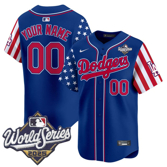 Dodgers 2025 World Series Vapor Premier Limited Custom Jersey - American Style royal
