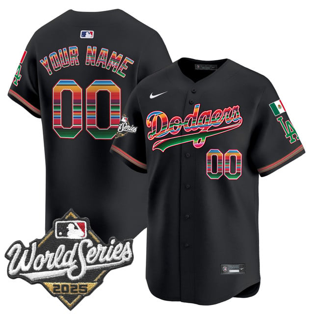 Dodgers Mexico 2025 World Series Vapor Premier Limited Custom Jersey black