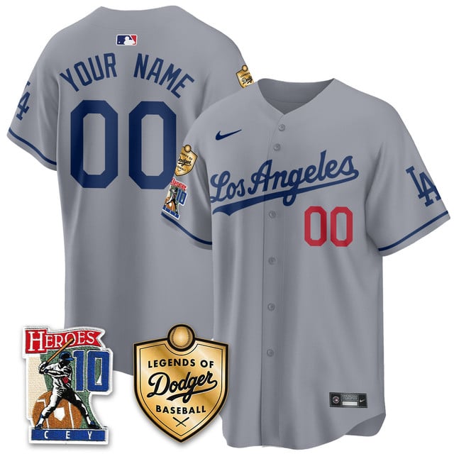 Dodgers Ron Cey Legends Of Dodgers Baseball Custom Jersey GRAY