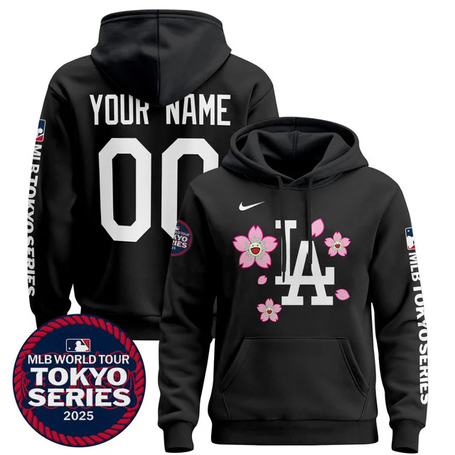 Dodgers Tokyo Series 2025 Custom Pullover Hoodie BLACK.webp