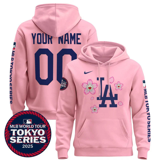 Dodgers Tokyo Series 2025 Custom Pullover Hoodie PINK.webp
