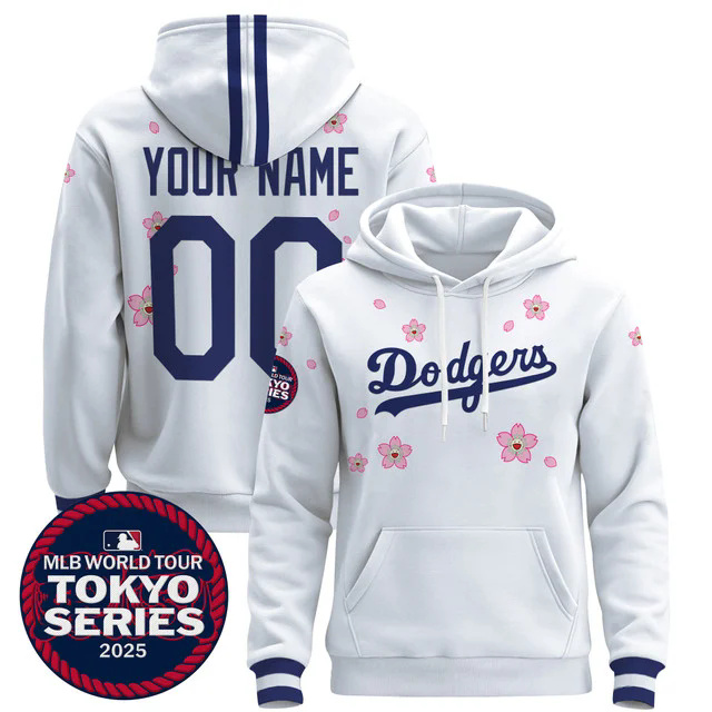 Dodgers Tokyo Series 2025 Custom Pullover Hoodie V2 WHITE.webp