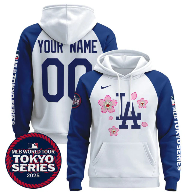 Dodgers Tokyo Series 2025 Custom Pullover Hoodie WHITE.webp