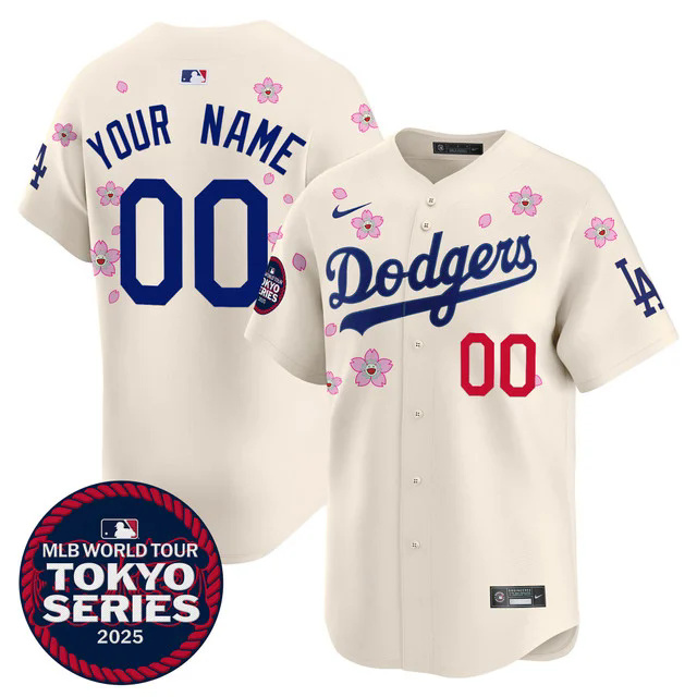 Dodgers Tokyo Series 2025 Vapor Premier Limited Custom Jersey - Stitched CREAM.webp