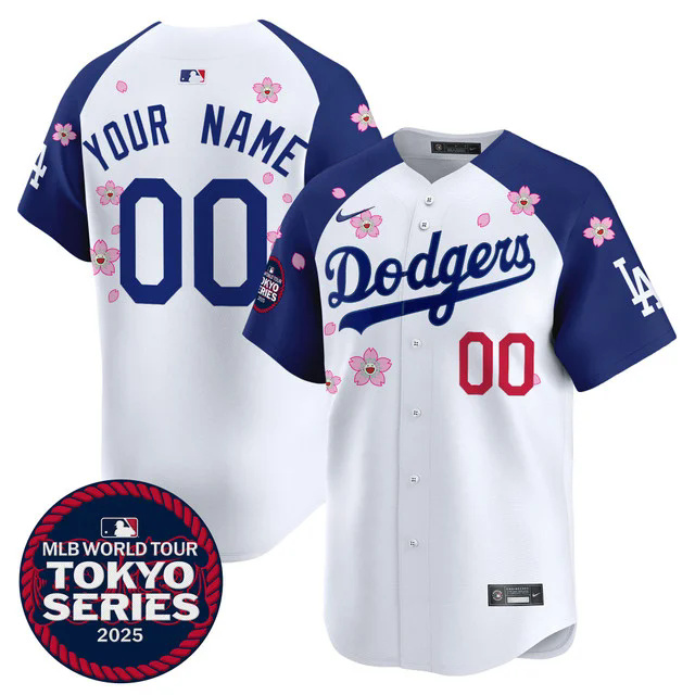 Dodgers Tokyo Series 2025 Vapor Premier Limited Custom Jersey - Stitched WHITE.webp