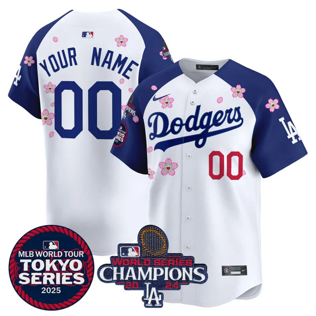 Dodgers Tokyo Series 2025 World Series Champions Patch Vapor Premier Limited Custom Jersey - Stitched WHITE.webp