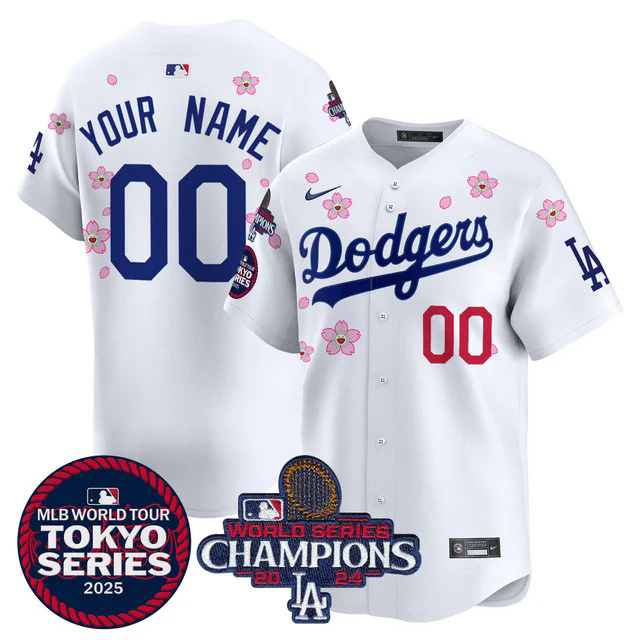 Dodgers Tokyo Series 2025 World Series Champions Patch Vapor Premier Limited Custom Jersey - Stitched.webp