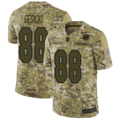 Dolphins #88 Mike Gesicki Camo Men's Stitched Football Limited 2018 Salute To Service Jersey