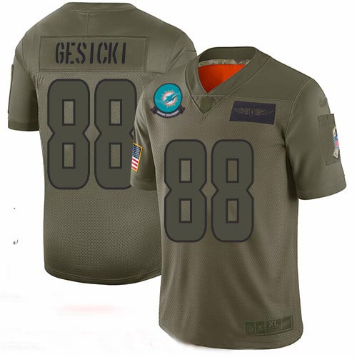 Dolphins #88 Mike Gesicki Camo Men's Stitched Football Limited 2019 Salute To Service Jersey