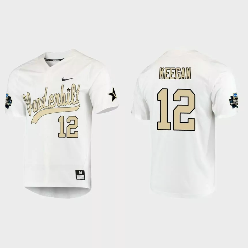 Dominic Keegan Vanderbilt Commodores College World Series Baseball Jersey – White