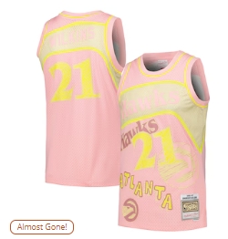 Dominique Wilkins Atlanta Hawks Mitchell & Ness 198687 Swingman Sidewalk Sketch Jersey - Pink