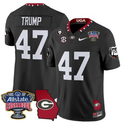 Donald Trump Jersey #47 Georgia Bulldogs 2025 Sugar Bowl Patch Vapor Black