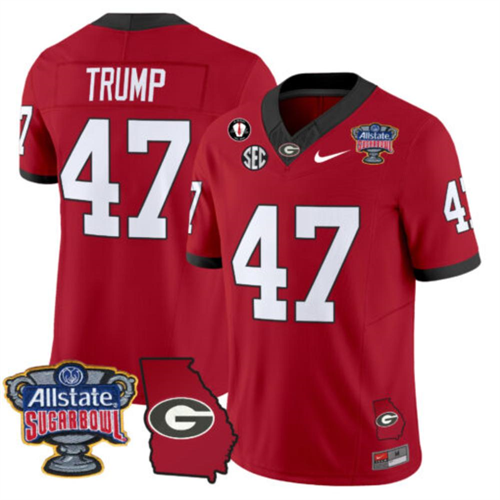 Donald Trump Jersey #47 Georgia Bulldogs 2025 Sugar Bowl Patch Vapor Red