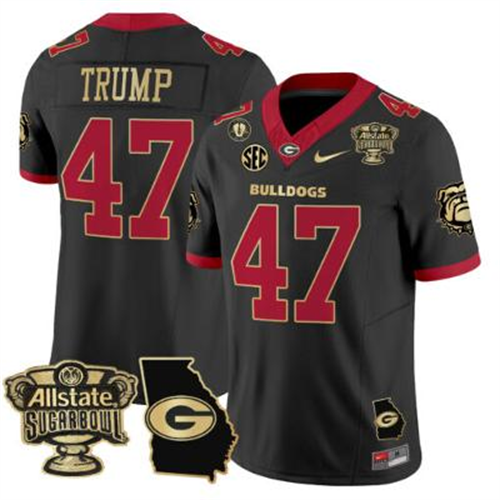 Donald Trump Jersey #47 Georgia Bulldogs 2025 Sugar Bowl Vapor Black Gold Trim