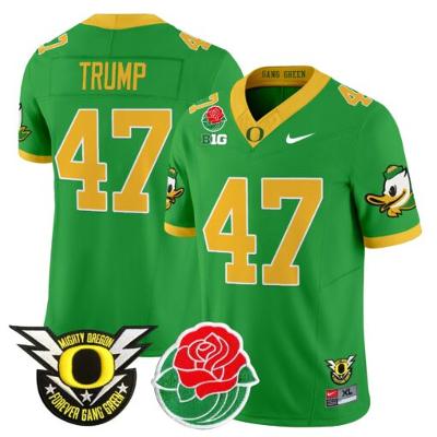 Donald Trump Jersey #47 Oregon Ducks 2025 Rose Bowl Game Patch Vapor Green