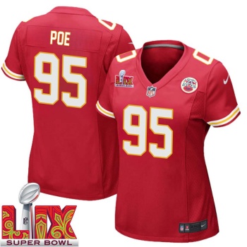 Dontari Poe No 95 Woman Super Bowl LIX Kansas City Chiefs Home Game 2025 Jersey- Replica