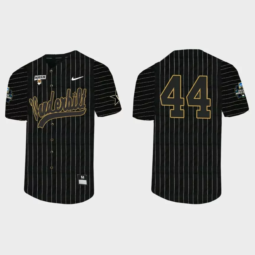 Donye Evans Vanderbilt Commodores 2021 College World Series Pinstripe Baseball Jersey – Black