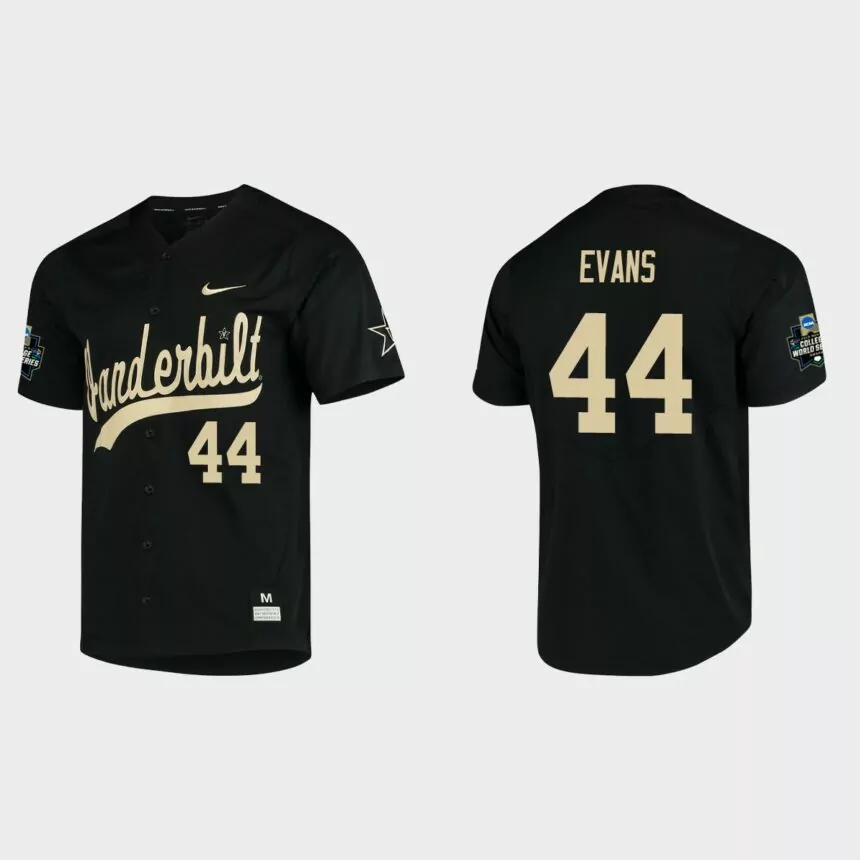Donye Evans Vanderbilt Commodores College World Series Baseball Jersey – Black