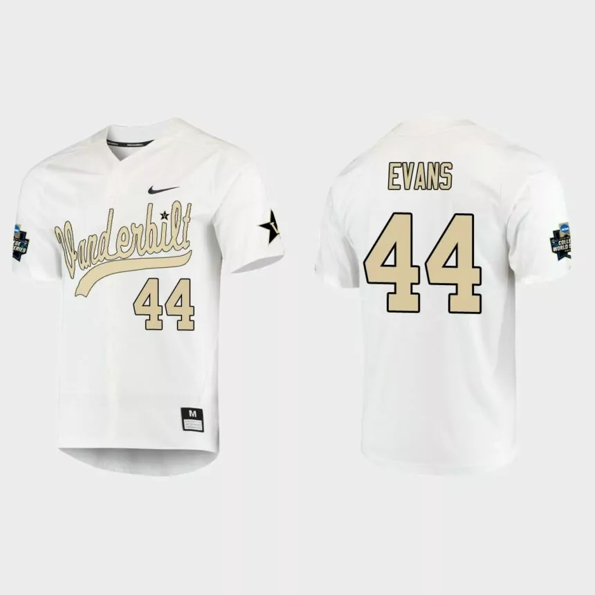 Donye Evans Vanderbilt Commodores College World Series Baseball Jersey – White