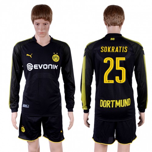 Dortmund #25 Sokratis Away Long Sleeves Soccer Club Jersey